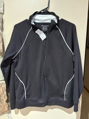 Champion Jacket Women's Large  Black Long Sleeves Full Zip Athleasure